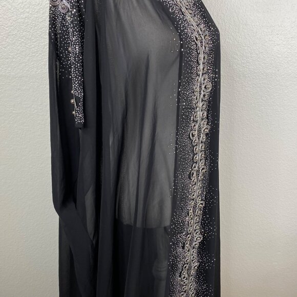 Le Mirage Kaftan Dress Cover Up Semi Sheer Embellished Black Sz 48/XXL Resort - Picture 8 of 14